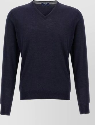 Barba wool silk v-neck long-sleeve jumper