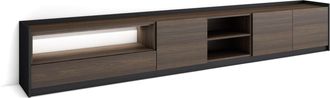 Skraut Home Skraut Home - Mueble Tv, Televisi&oacute;n, Muebles De Sal&oacute;n, Almacenaje, 310x37x50cm, Para Tv Hasta 80, Led, Estilo Moderno, Roble Oscuro Y Negro