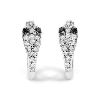 House of Brilliance 10K White Gold 1/5 Cttw Diamond Snake Eyes Huggy Hoop Earrings at Nordstrom