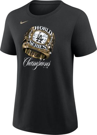 Nike Los Angeles Dodgers 2025 World Series Champion Gold Series Nike Womens MLB T-Shirt in Black | 01K900ALD-WVF