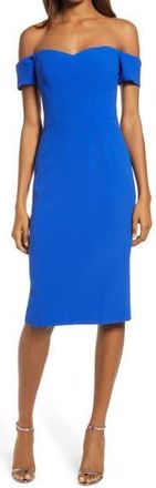 Dress The Population Bailey Off the Shoulder Body-Con Dress in Electric Blue at Nordstrom Rack, Size Xx-Small