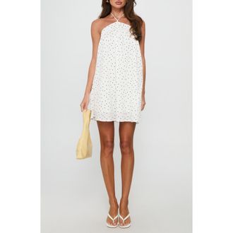 Princess Polly Moonlit Polka Dot Halter Minidress in White Polka at Nordstrom, Size 12