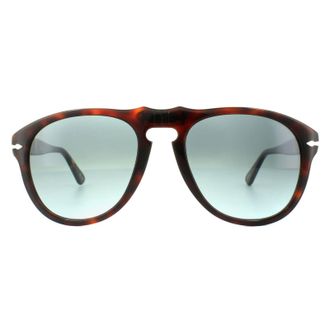 Persol Aviator Mens Dark Havana Lichtblauwe gradi&euml;nt zonnebril