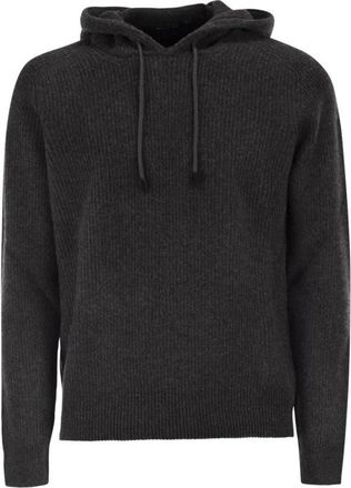 Tagliatore Ribgebreide Hoodie - Heren - Ronde hals truien - Grijs - 2XL - Truien & Vesten