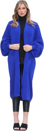 Janisramone Women s Cardigans, Open Front Chunky Knitted Cardigan, Balloon Sleeve Maxi Cardigan, Long Jumpers for Women UK, Oversized Fall Sweater with Pockets, W