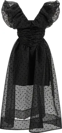 Ganni Black Recycled Polyester Midi Womens Dress