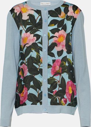 Oscar De La Renta Printed silk-trimmed cardigan
