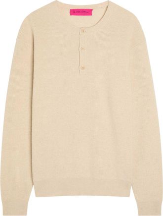 The Elder Statesman Waffle Cashmere-knit Henley Jumper - Natural - XL