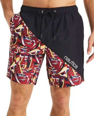 Nautica Swim Trunks Mens Multi Regular Fit Drawstring Waist Beach FTS935