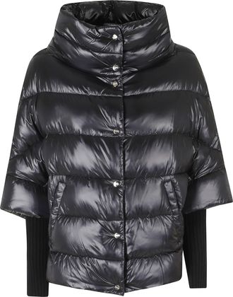 Herno Black Quilted Ribbed Cuffs Oversized Down Jacket
