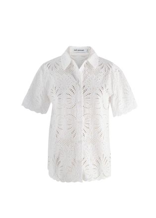 Self Portrait White Broderie Anglaise Shirt Size XXS