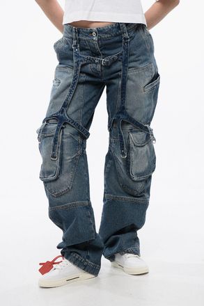 Off-white Loose-Fit Cargo Jeans with Regular Rise Off-White