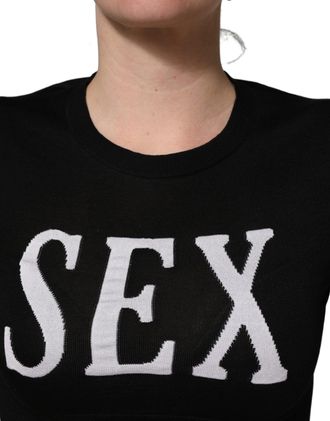 Dolce & Gabbana Womens Black Graphic Print Long-Sleeved Top Viscose Polyester