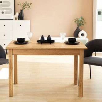 Dmora Mesa Fija Litabana, 6 Plazas, Forma Rectangular, Estructura Color Roble Nudos, 120x70x76h Cm Marr&oacute;n Roble Nudos