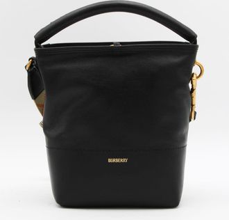 Burberry Leather Bucket Shoulder Bag Black