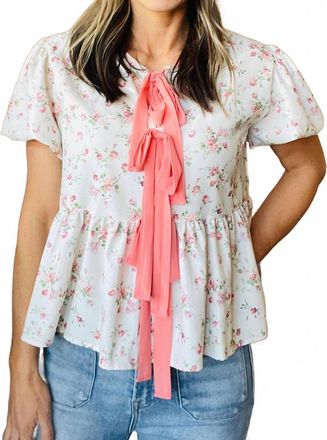 Greek Archaic Kori Cora Babydoll Top In White Floral