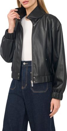 Vince Camuto Faux Leather Bomber Jacket in Rich Black at Nordstrom, Size Xx-Large