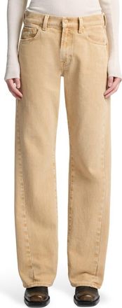 7 For All Mankind Tess Twisted Seam High Waist Straight Leg Jeans in Sandune at Nordstrom, Size 24