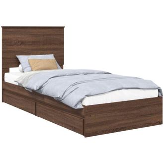 vidaXL Cama Con Almacenamiento Con Cabecera Roble Marr&oacute;n 90 X 200 Cm Vidaxl