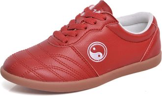 Generic Taekwondo Shoes, Martial Arts Sports Boxing Karate Taichi Lightweight for Kids Women Men Adult(Red,9.5 UK)