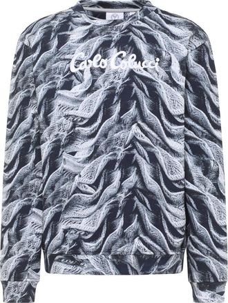 Carlo Colucci Sweatshirt van kunstmatige breitechniek - Heren - Sweatshirts - Zwart - L - Hoodies & sweatvesten