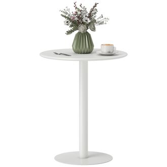 OEM Mesa De Comedor Redonda Para 2 Personas Mesa De Cocina De Acero Para Interior Y Exterior &Oslash;60x72 Cm Blanco
