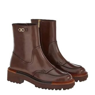 Ferragamo Oreste Leather Ankle Boots, Size 6.5 C