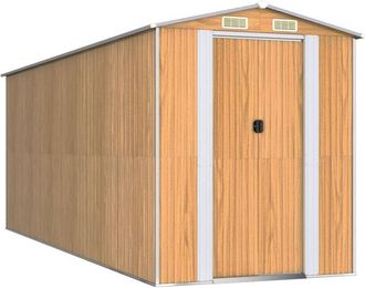 vidaXL Cobertizo Jard&iacute;n Acero Galvanizado Marr&oacute;n Claro 192x523x223 Cm Vidaxl