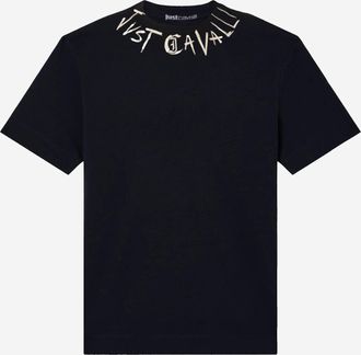 Just Cavalli Baumwoll-T-Shirt mit Logo um den Hals