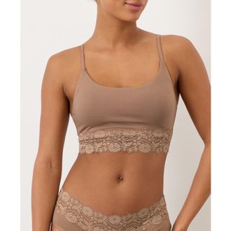 Pact Lace Modern Scoop Bralette Made With Organic Cotton in Driftwood Brown at Nordstrom, Size Xx-Large