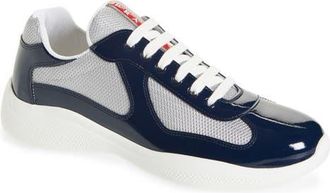 Prada Americas Cup Vernice Bike Low Top Sneaker in Royal/Argento at Nordstrom, Size 10.5Us