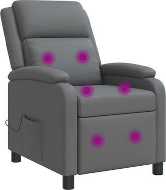 vidaXL Silla De Masajes Reclinable Gris Cuero Sint&eacute;tico Vidaxl