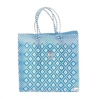 Lola's Bag Womens Medium Handmade Aztec Regular Strap Tote Bag In Sea Blue