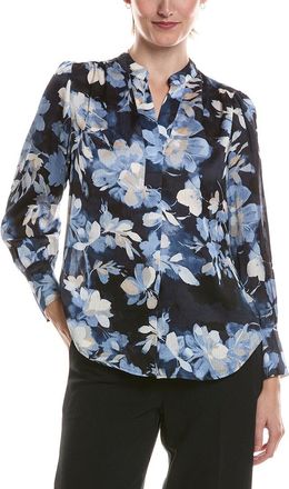 Anne Klein V-Neck Printed Satin Top