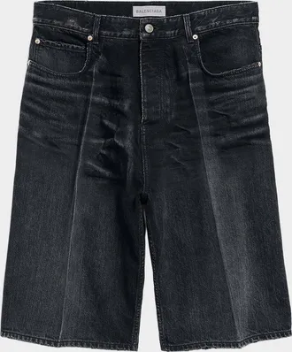Balenciaga Stay Press Whiskered Denim Shorts