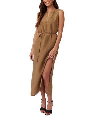 Bella Dahl Sleeveless Belted Linen-Blend Maxi Dress