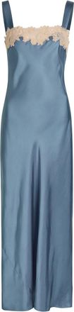 Rixo Rixo Rosamarie Lace-trim Satin Midi Slip Dress - Blue - 16 (UK 16 / XL)