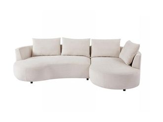 VENTE-UNIQUE.COM Sof&aacute; rinconera terciopelo 5 plazas beige 285x158cm