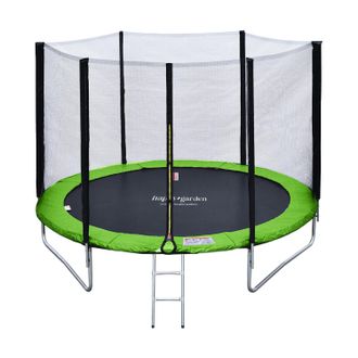 Happy Garden Pack Premium Trampol&iacute;n 180cm Reversible Verde / Azul Cairns + Red, Escalera, Funda Y Kit De Anclaje