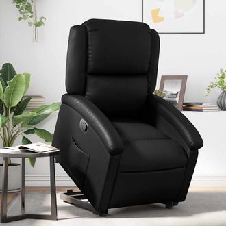 vidaXL Sill&oacute;n Reclinable Elevable Cuero Artificial Negro Vidaxl