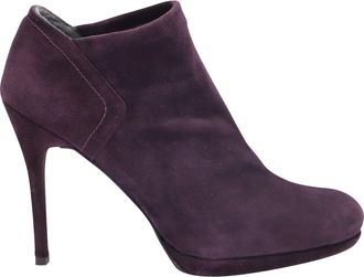 Stuart Weitzman Ankle High-Heeled Boots in Eggplant Purple Suede