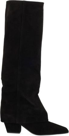 PARIS TEXAS Jane Fold Over Boot 60 - Dames - Cowboylaarzen - Zwart - 39 EU - Leer - Schoenen