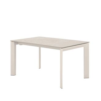 Koketto Home Mesa extensible 140 con tapa porcelanico beige y patas beige