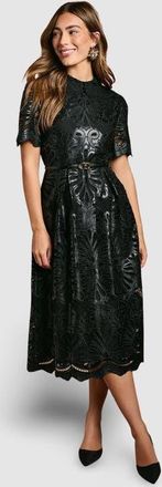 Coast PU Lace Midi Dress in Black at Nordstrom, Size 6