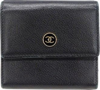 Chanel Black Leather Wallet (Tri-Fold) (Pre-Owned)