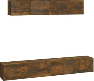 Berkfield Home 4 Piece TV Cabinet Set Smoked Oak Engineered Wood in Brown
