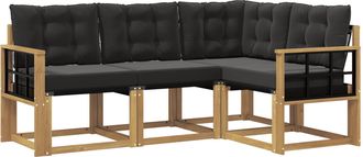 vidaXL Conjunto De Sof&aacute;s De Exterior 4 Uds. Blanco Y Negro Vidaxl