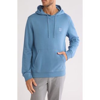 BOSS Wetalk Cotton Pullover Hoodie in Light Blue at Nordstrom Rack, Size Large