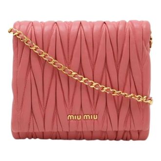 Miu Miu Pre-owned Cross Body Bags, female, Pink, Size: ONE SIZE Pre-owned Leather 2way Shoulder Bag