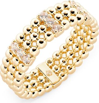 Covet Crystal Bead Textured Band Ring in Gold at Nordstrom Rack, Size 6